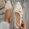 Zapatos Planos de Encaje con Punta Cruzados Europeos y Americanos para Mujer, Zapatos Mary Jane de Tira Baja, Nuevos Zapatos de Ballet para Mujer de Primavera