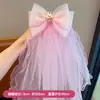 Presilha de Cabelo Infantil para Meninas, Laço de Coroa, Presilha com Borda de Véu, Acessório de Cabelo de Princesa Bordado Estilo Coreano