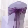 Cadeira roxa encosto da cadeira flor hotel reunião casamento banquete celebração capa de cadeira amarração automática decoração laço organza