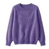 Novedades para Otoño/Invierno 26: Suéter básico de polar con cuello redondo, jersey de polar de cachemira de seda de mora, suéter de lana de corte holgado