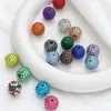 Bolas de Diamante Coloridas Cheias de Diamante para Cruzamento de Fronteira, Bola de Diamante de Cerâmica Macia com Furo Reto, Contas para Colar DIY, Acessórios para Chaveiro com Contas Penduradas