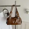 2026 rebite retrô outono estiloso nova moda alto valor simples versátil bolsa de ombro bolsa Boston transversal