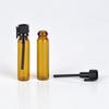 Botella pequeña de vidrio color marrón oscuro de 1 ml para aceites esenciales, palillos, botella de perfume, aplicador gotero, Botella pequeña de muestra marrón, Botella vacía portátil