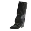 Nuevas botas de cuero de caña alta, botas de montar de punta fina, con un diseño apilado, detalles de hebilla y un tacón grueso, perfectas para primavera y otoño