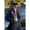 Chaqueta Retro Americana Desgastada Desconstruida con Cuello Alto para Hombre, Primavera y Otoño, Abrigo Corto Versátil de Ajuste Holgado Limpio de Alta Gama
