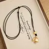 Collar Largo Estilo Coreano Ins Corazón Plateado con Cascabel y Cordón Negro para Mujer, Cadena para Clavícula Simple Versátil de Lujo Ligero Nicho