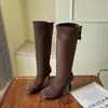 Botas Femininas Versáteis Moda Bico Fino Salto Agulha Skinny Novo Estilo Para Pessoas Baixas Salto Alto Camurça Moda Outono Botas Longas Femininas 2026 Tecido