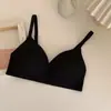 Ropa interior de rayas verticales estilo japonés para mujer sin aros Sujetador de estudiante Delgado para chica de pecho pequeño Push-up Sujetador cómodo