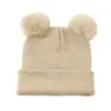 Gorro Tejido de Hilo Rizado con Doble Pompón, Gorro Grueso Cálido Lindo de Otoño e Invierno, Gorro de Lana Dulce y Adorable para Niños al por Mayor