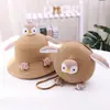 Bolsa Fresca Pequena Proteção Solar Chapéu de Sol Chapéu de Praia de Verão para Crianças Chapéu de Palha Ondulado Chapéu de Sol Dia das Crianças Presente de Aniversário