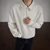 Otoño Americano Retro Corte Limpio Desestructurado Camisa Polo Media Cremallera Solapa Sudadera Talla Grande Marca de Moda para Hombre Top