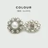 Botões Metálicos em Formato de Flor para Casacos de Cashmere e Jaquetas de Pele, Botões Femininos com Pérolas e Strass, Acessórios de Botões Decorativos Florais