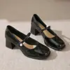 Zapatos Mary Jane estilo francés para mujer, blancos, nuevos zapatos de tacón alto de moda de primavera, cómodos para los pies, tacón grueso, zapatos de vestir individuales elegantes vintage para mujer