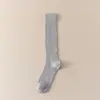 Meias Caneladas para Mulheres, Meias de Cano Médio, Estilo Ballet Miu, Meias Longas Cinzas Finas de Verão Cor Sólida Emagrecedoras, Meias JK Brancas
