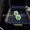 Pó de gelo calcedônia incrustado com flores ricas pingente conjunto de quatro peças calcedônia verde ágata jade brincos anel pulseira joias