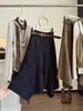 Saia Meia-Calça Irregular de Camurça e Pelúcia Estilo Retrô para Mulheres Outono Inverno Nova Menina Popular Cintura Alta Emagrecedora Linha A Barra Larga