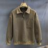Moletom Masculino Vintage com Gola Polo Super Texturizado e Lavagem Pesada Outono Novo Moda Americana Estilo Japonês
