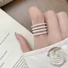 Anillo retorcido de líneas geométricas entrelazadas para mujer, multicapa, exquisito, versátil, anillo abierto de nuevo estilo, anillo creativo para el dedo índice