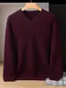 Suéter de cachemira para hombre para otoño e invierno, cuello en V, color liso, engrosado, adecuado para usar en capas, business casual, manga larga, capa base de punto