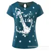 Roupa de moda de rua personalizada transfronteiriça europeia e americana, camiseta redonda de manga curta slim fit com estampa de âncora que afina a cintura para homens