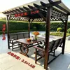 Pátio com treliça para uvas pavilhão de madeira anticorrosão corredor carbonizado suporte de flores para villa externa gazebo simples de madeira maciça para jardim externo