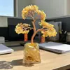 Árvore da Fortuna de Cristal Amarelo Roxo Natural Decoração de Ornamentos para Entrada de Sala de Estar Sala de Estar Luxo Leve Presente para Casa Nova