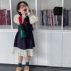 Set de Blusa de Puño a Bloques de Color para Niñas, Chaleco y Vestido 2026 Otoño Nuevo Conjunto Casual de Tres Piezas para Niños