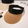 Sombrero de Paja de Verano con Parte Superior Abierta para Mujer Estilo Coreano Moderno Versátil para Cualquier Ocasión Viajes de Vacaciones Plegable Casual Moda Protección Solar Sombrero Parasol