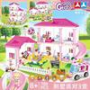 Blocos de Montar Modelo Novo Transfronteiriço Villa de Verão Brinquedos Educativos de Montagem para Meninas Castelo de Princesa Casa na Árvore Casa Presente de Feriado
