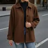 Abrigo de lana de longitud media transfronterizo europeo y americano, nuevo estilo otoño e invierno 2026, solapa elegante, abrigo de lana holgado y grueso para mujer
