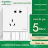 Schneider Série Haocheng Painel de Interruptores Tomada Controle Simples Controle Duplo Tipo 86 Residencial 5 Cinco Furos com USB Branco Creme