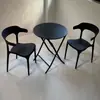 Juego de Plástico para Reuniones de Ocio al Aire Libre con Mesa Redonda Pequeña y Sillas para Balcón, Popular en Cafeterías de Té de Leche de Moda, Mesa de Comedor Simple para Uso al Aire Libre