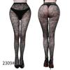 Meias Fishnet Seda Preta Dedo Oco Criptografia Jacquard Net Pantyhose Sexy ins Moda Europeia e Americana Grade Meias Pretas Cross Border