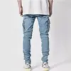 En Stock 2021 Jeans de Hombre de Nuevo Estilo Transfronterizo Europeo y Americano con Bolsillos Laterales, Jeans Ajustados Skinny Nk388