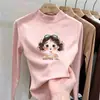 Nueva colección de otoño e invierno: Camiseta base de cuello alto para niñas, top infantil simple y versátil, camiseta de terciopelo alemán de manga larga para niñas pequeñas