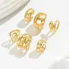 Joyería de Estilo Transfronterizo Europeo y Americano Anillo de Diseño Curvado Metálico Geométrico Ins Anillo Abierto de Nicho Versátil y de Alta Gama