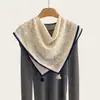 Bufanda con colgante de algodón y lino retro de nicho coreano para mujer, bufanda decorativa versátil para el cuello, bufanda fina, pañuelo para la cabeza para primavera y verano