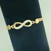 Pulseira Europeia e Americana de Nicho Figura de Oito Infinito Moda Versátil para o Dia a Dia Corrente Rígida Plana Pulseira de Liga com Símbolo do Infinito Cravejado
