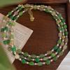 O lojista recomenda Ágata Verde Natural Calcedônia Quadrado Açúcar Shijia Pérola Pó Cristal Gypmyxa Clavícula Corrente Colar Corrente