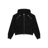 Chaqueta de primavera con hombreras para hombre y mujer, estilo high street, genial y única, con múltiples decoraciones de cremallera, sudadera corta con un diseño de moda, cárdigan