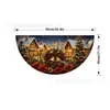 Bandera semicircular navideña transfronteriza, bandera abanico decorativa para valla de patio impresa a cuadros rojos y negros navideños para exteriores, hecha a medida