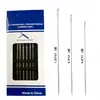 Agujas de coser sin enhebrar para personas mayores y ciegas, Kit de costura de cubo de madera colgante lateral sin enhebrar