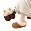 Zapatos slip-on de forro polar estilo francés para mujer, nuevo estilo retro de otoño, populares pantuflas de algodón Birkenstock peludas, botas de nieve