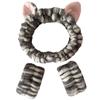 Lindo Diadema de Orejas de Gato de Felpa al por Mayor para Mujer Otoño e Invierno Súper Lindo Tridimensional Lavar Cara Maquillaje Manga a Prueba de Humedad Muñequera Rayada