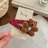 Pinza para el pelo de oso con pétalos triangulares a cuadros para niños, Nueva y elegante pinza para el pelo de niña para la frente y el lateral del cabello