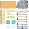Herramientas para Hacer Sushi, Cuchillo para Sushi, Esterilla de Bambú para Enrollar, Plato de Cerámica, Cuchara Japonesa para Arroz, Juego de Moldes para Bolas de Arroz y Sushi