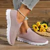 Zapatos Casuales Versátiles Cómodos de Talla Grande Nuevos Slip-On Transfronterizos de Suela Gruesa Punta Redonda Ligeros con Cuña para Mujer con Pedrería