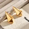 Brincos de Tarraxa Triângulo Vazado Tridimensional Estilo Minimalista Transfronteiriços Europeus e Americanos Design Único Personalidade Temperamento Acessórios para Orelhas