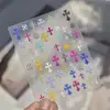 Y2k Nueva Chica Caliente Dopamina Cruz Corazón Pegatinas para Uñas Color Caramelo Decoración en Relieve Celebridad de Internet Pegatinas de Uñas de Colores