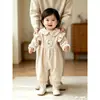 Mameluco de primavera y otoño para bebé niña, elegante estampado floral, lindo diseño de conejito, mameluco de manga larga para bebé